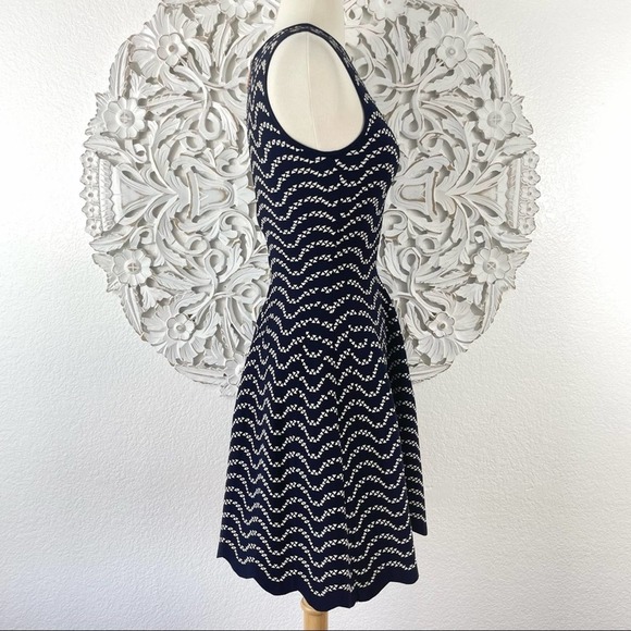 {Ted Baker} Navy/Ivory Bryena Jacquard Fit & Flare Knit Dress, US Size 2 - Picture 6 of 12